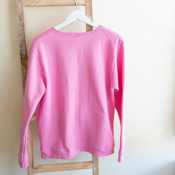 Hanes Sweatshirt Womens Sz Large Pink Fleece Crewneck Long Sleeve EcoSmart - Picture 5 of 5